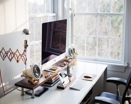 work desk with soft light